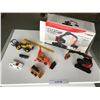 Image 1 : Die cast models: Valmet track harvester; CASE front loader; Komat'su (x2)