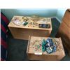 Image 1 : Large lot of asst costume jewellery, jewellery box, asst pins, 2 wood shelf units