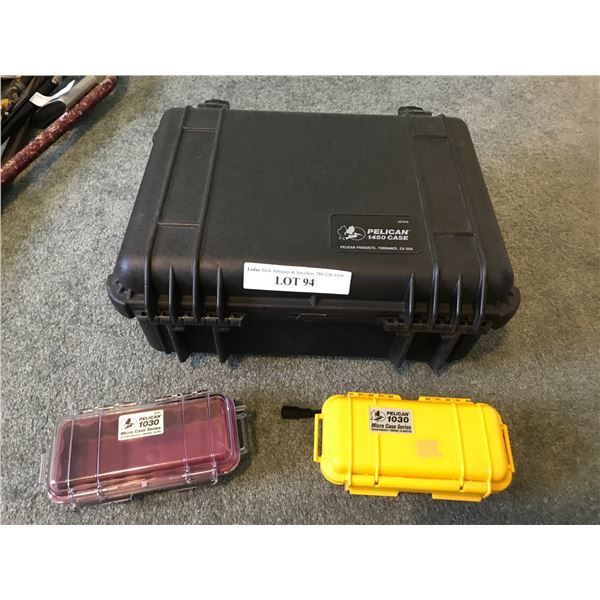 Pelican 1450 gun case (empty); 2 Pelican micro cases (1030)