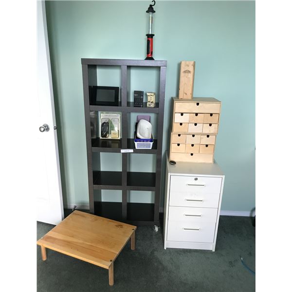 3-Drawer Filing Cabinet, 2 Wooden 7 drawer storage cabinets, 8 cubby ...