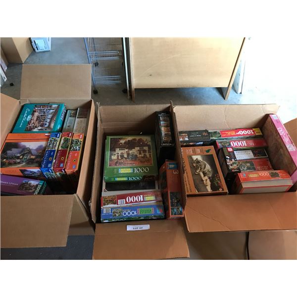Huge boxes (x3) of asst jigsaw puzzles