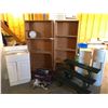 Image 1 : Greenway water cooler, 2 wood shelving units, IKEA 3-shelf cabinet, 3-tier plastic bench/shelf, sola