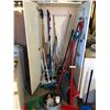 Image 2 : Utility Cabinet with household cleaning supplies, lightbulb, brooms, 2 large utility buckets, 2 draw