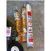 Image 2 : Rolls (x3) of Polyethylene, Black & Decker Metal Chop Saw Wheel & Random Plastic Tubs & Misc Items