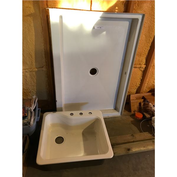 American Standard sink; fibreglass basin with drain hole