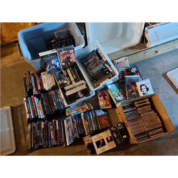 Large asst DVDs, Blueray discs and CDs