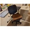 Image 1 : Desk chair on rollers (fabric seat), 2 adjustable side office tables, 2-drawer filing cabinet (Commo
