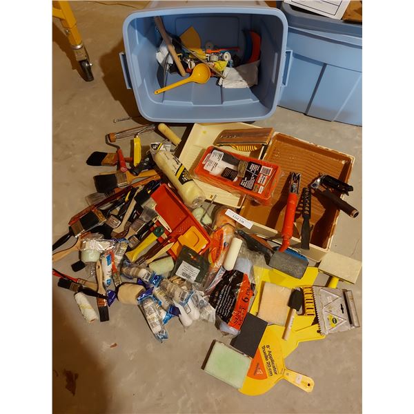 Asst painting supplies, rollers, trays, brushes, sanders