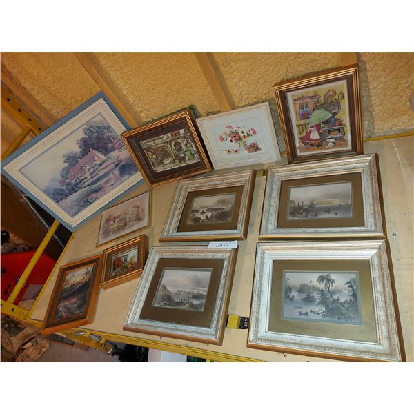 Asst framed pictures, various sizes, incl. series of 4 (Historic Prints of Old Kingston by William H