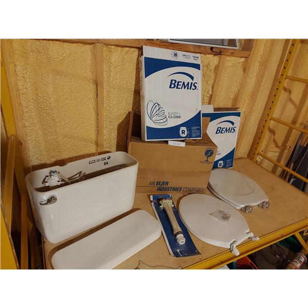 Bemis Easy Close toilet seats with cover (x2); Eljer toilet tank and lid; 3.5 Gallon toilet; Anti-sy