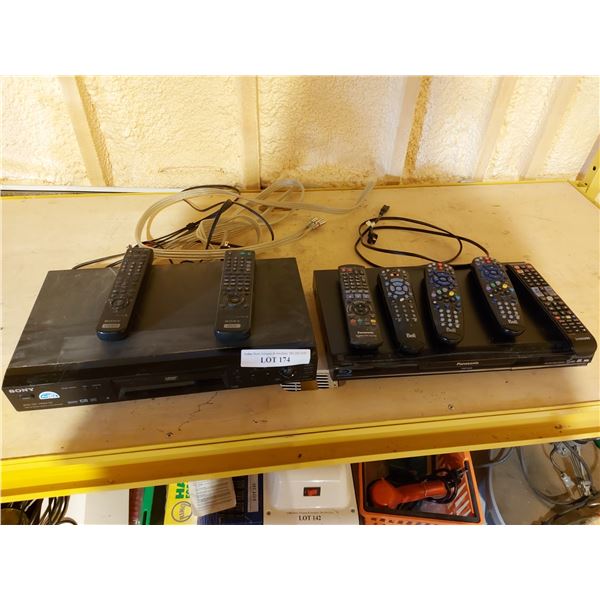 Panasonic Blu-ray disc player with remotes, Sony DVD/CD/Video CD combo player with remotes
