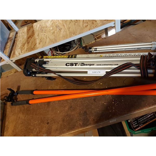 Giant slide ruler, surveyors tripods (x3) - Beck Auctions Inc.