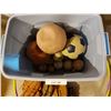 Image 2 : Box of assorted sports equipment including balls, helmets, bats and bag