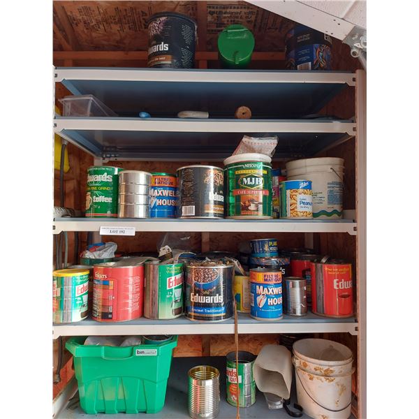 Metal shelf with asst items (incl. nuts, bolts, hardware)