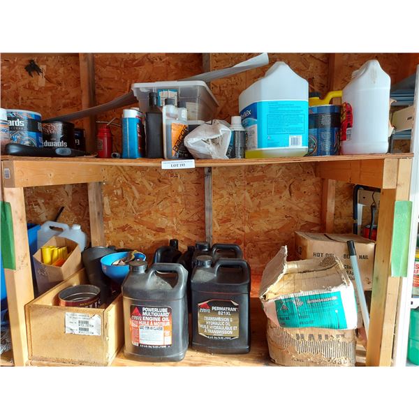 Asst engine oil, fluids, hardware