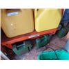 Image 2 : Metal cart (300 Kg), diesel jerry cans (x6), green weights (20 Kg), fencing, hand-held manual auger,