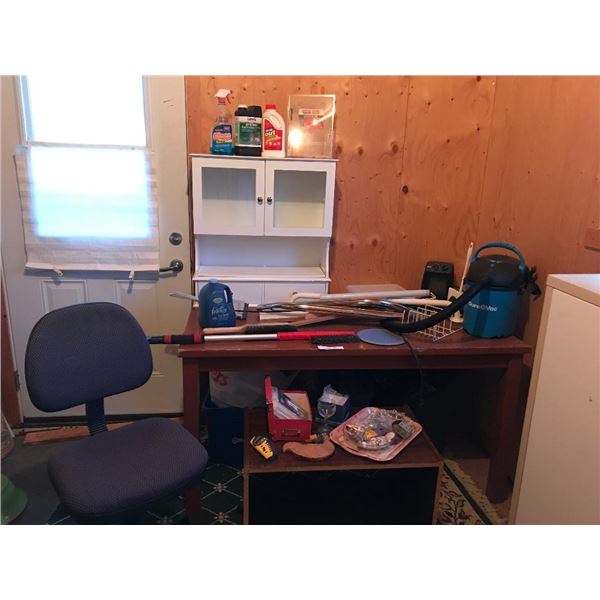 Wood table; Duravac; Super space heater; asset household hardware & décor; TV stand (wood); office c