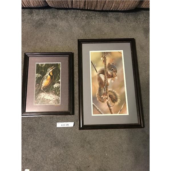 2 Carl Brender's Fast Food Squirrel & Meadowlark Prints