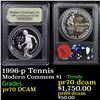 Image 1 : Proof 1996-p Tennis Modern Commem Dollar $1 Graded GEM++ Proof Deep Cameo by USCG