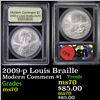 Image 1 : 2009-p Louis Braille Modern Commem Dollar $1 Graded ms70, Perfection by USCG
