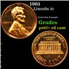 Image 1 : Proof 1961 Lincoln Cent 1c Grades Gem++ Proof Red Cam