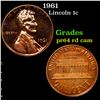 Image 1 : Proof 1961 Lincoln Cent 1c Grades Choice Proof Red Cameo