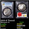 Image 1 : PCGS 1921-d Morgan Dollar Toned $1 Graded ms64 By PCGS
