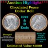 Image 1 : ***Auction Highlight*** AU/BU Slider Shotgun Peace $1 Roll 1922 & D Ends Virtually UNC (fc)