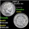 Image 1 : 1897-p Barber Dime 10c Grades Choice+ Unc