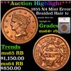 Image 1 : ***Auction Highlight*** 1855 Braided Hair Large Cent N4 Mint Error 1c Graded ms64+ rb By SEGS (fc)