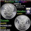 Image 1 : 1880-o Morgan Dollar $1 Graded Select+ Unc By USCG