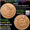 Image 1 : ***Auction Highlight*** 1810 Classic Head Large Cent 1c Graded Unc+ BN By USCG (fc)