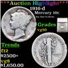 Image 1 : ***Auction Highlight*** 1916-d Mercury Dime 10c Graded vg10 By SEGS (fc)