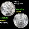 Image 1 : 1883-o Morgan Dollar $1 Grades Choice Unc