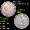 Image 1 : 1877-cc Seated Liberty Quarter 25c Grades xf+