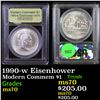 Image 1 : 1990-w Eisenhower Modern Commem Dollar $1 Graded ms70, Perfection By USCG