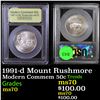 Image 1 : 1991-d Mount Rushmore Modern Commem Half Dollar 50c Graded ms70, Perfection By USCG