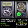 Image 1 : Proof 1996-P Olympics High Jump Modern Commem Dollar $1 Graded GEM++ Proof Deep Cameo By USCG