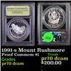 Image 1 : Proof 1991-s Mount Rushmore Modern Commem Dollar $1 Graded GEM++ Proof Deep Cameo By USCG