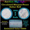 Image 1 : ***Auction Highlight*** Full solid Bank Of America Morgan/Peace silver dollar roll, 20 coin 1888 & '