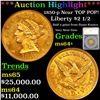 ***Auction Highlight***1850-p Gold Liberty Quarter Eagle Near TOP POP! $2 1/2 Graded ms64+ By SEGS
