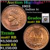Image 1 : ***Auction Highlight*** 1903 Indian Cent 1c Graded ms67 RB by SEGS (fc)
