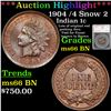 Image 1 : ***Auction Highlight*** 1904 Indian Cent /4 Snow 2 1c Graded ms66 BN by SEGS (fc)
