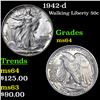 Image 1 : 1942-d Walking Liberty Half Dollar 50c Grades Choice Unc