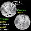 Image 1 : 1923-p Peace Dollar $1 Grades GEM+ Unc