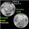 Image 1 : 1923-p Peace Dollar $1 Grades GEM+ Unc
