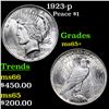 Image 1 : 1923-p Peace Dollar $1 Grades GEM+ Unc