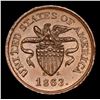 Image 2 : 1863 Not one Cent Civil War Token United States of America 1c Grades Choice Unc BN