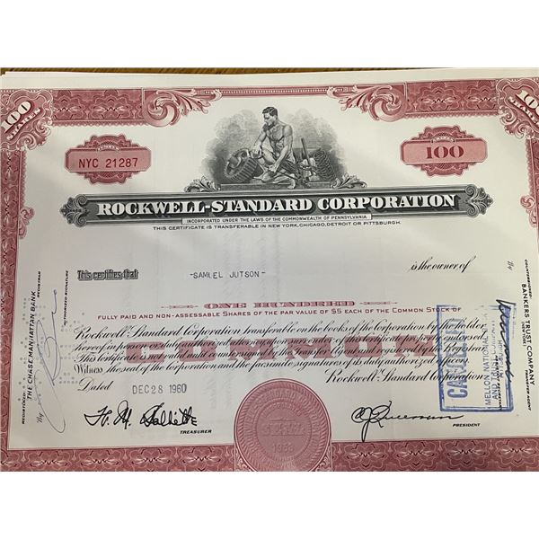 Better Standard Rockwell Stock Certificate