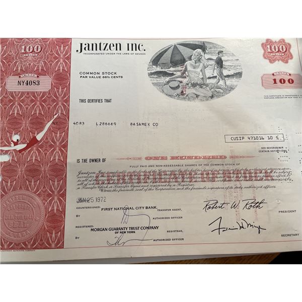 Janzten Company Stock Certificate